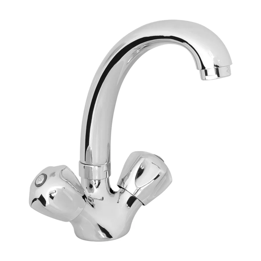 2303-17 Kuğu Lavabo Bataryası Lüks Borulu, Krom
